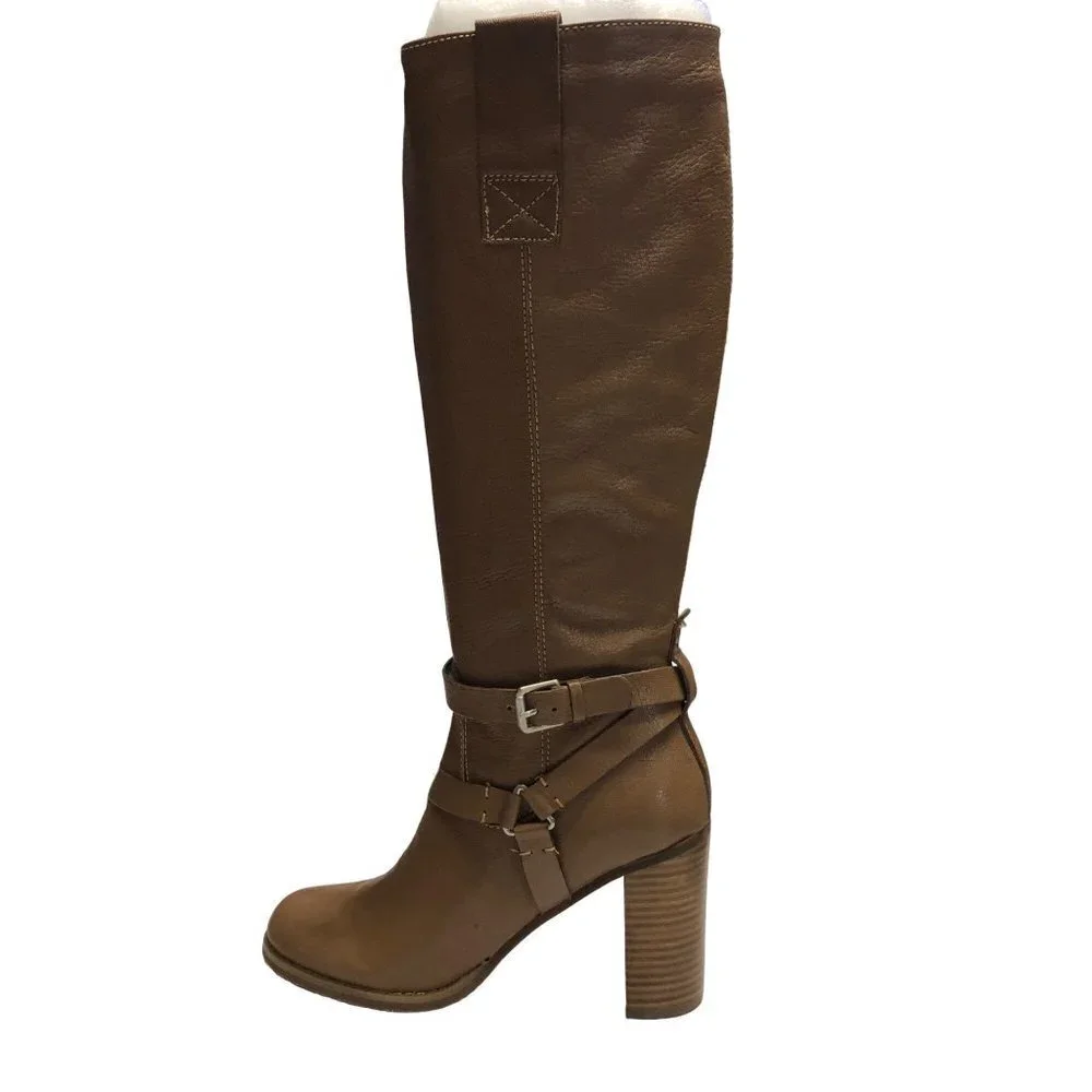 BANDOLINO BD AISEL WOMENS MED TAUPE LEATHER  TALL‎ BOOTS SIZE 10 MNIB